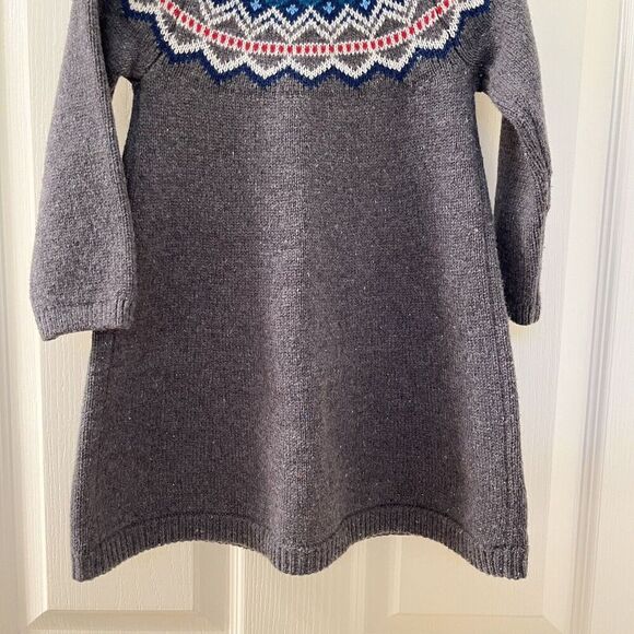 Hanna Andersson Gray Knit Fair Isle Sweater Dress Wool Blend Girls 85 US 2T NWT - Picture 9 of 9